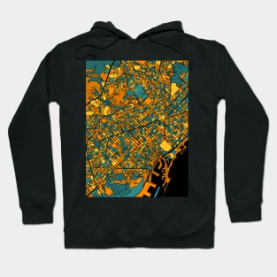 Barcelona Map Pattern in Orange & Teal Hoodie